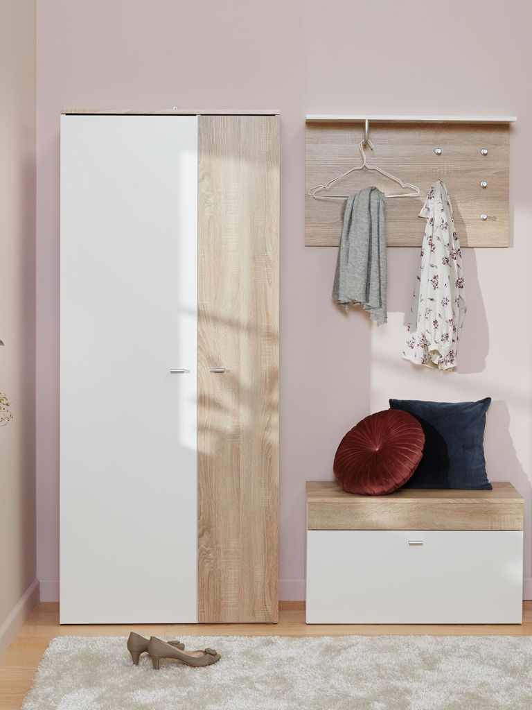 BELLE Hallmöbel BELLE 2 dörrar vit/ljus ekfärgad