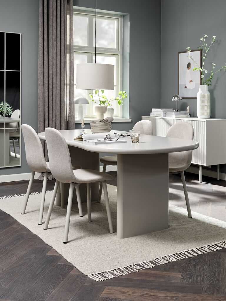 VORDINGBORG + EJSTRUP VORDINGBORG L198 bord beige + 4 EJSTRUP stol beige