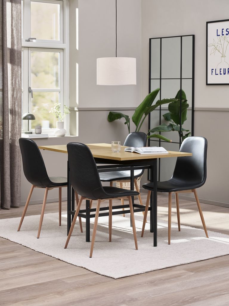 FOLDINGBRO + JONSTRUP FOLDINGBRO L130 bord varm ek + 4 JONSTRUP stol svart