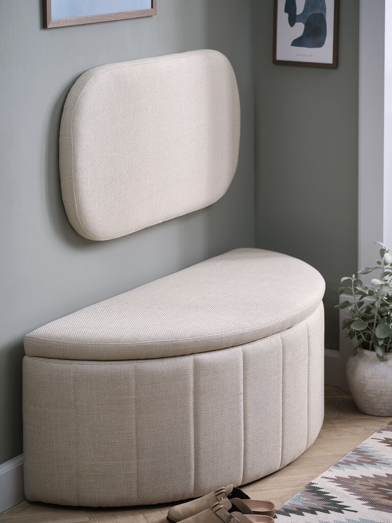 KAPPEL Bänk KAPPEL m/förvaring ljus sand tyg