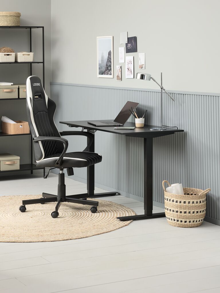 LERBJERG Gamingstol LERBJERG svart/vitt konstläder