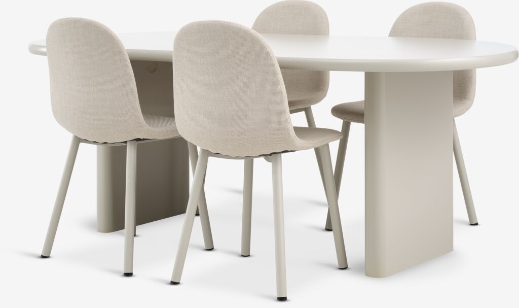 VORDINGBORG + EJSTRUP VORDINGBORG L198 bord beige + 4 EJSTRUP stol beige