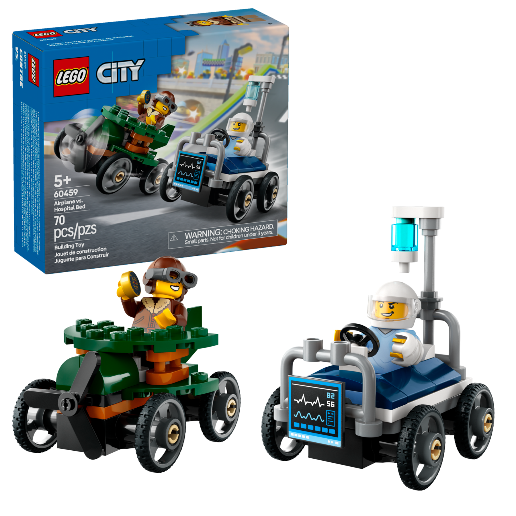 Airplane vs. Hospital Bed Race Car Pack