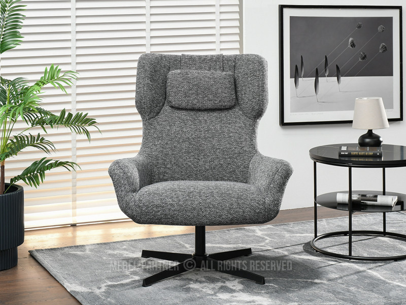 Szary Obrotowy Fotel Irving - Nowocześnie Do Salonu