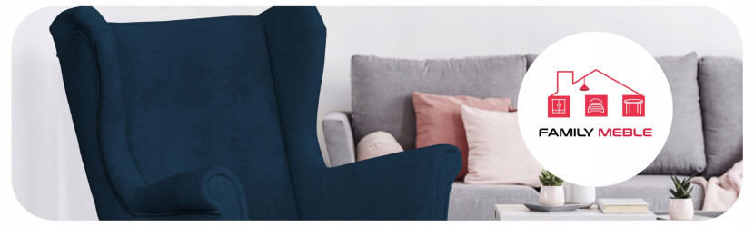 Fotel uszak skandynawski welur Hunter Family Meble błękitny