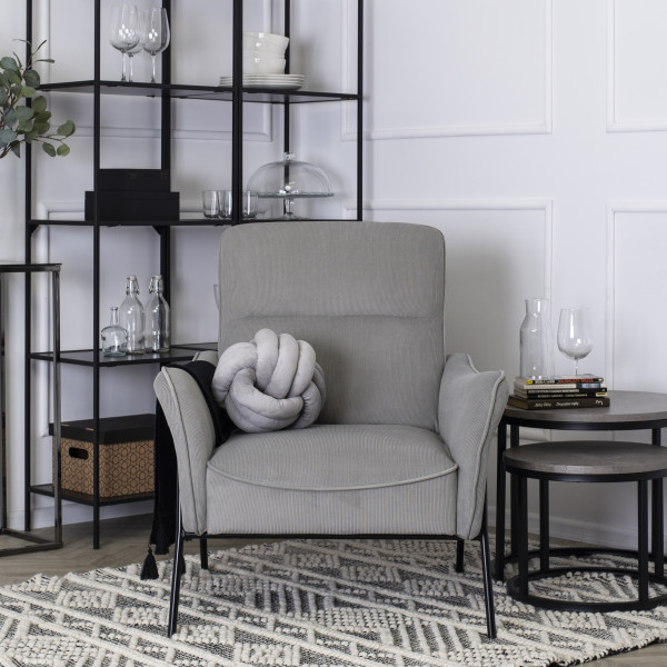 Fotel Do Salonu ALBERTO Nowoczeny Loft Tkanina Popiel