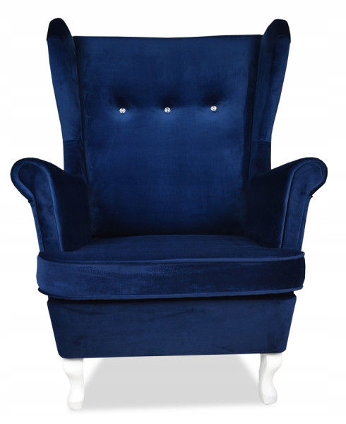 Fotel Uszak liliowy jasny róż aksamit urodziny