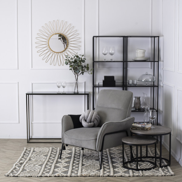 Fotel Do Salonu ALBERTO Nowoczeny Loft Tkanina Popiel