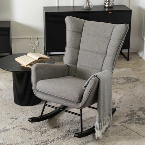 Fotel Uszak Bujany Wypoczynkowy JACKSON Szary Czarne Salon