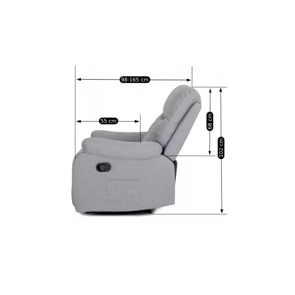 Fotel Rozkładany Masujący Jednoosobowy Wypoczynkowy Do Salonu INTER 2 Szary