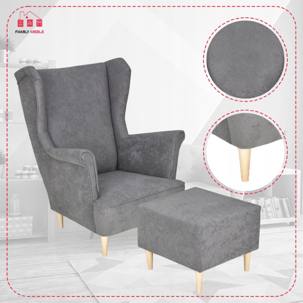 Fotel uszak z podnóżkiem MAX Family Meble