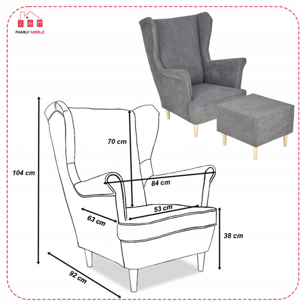 Fotel uszak z podnóżkiem MAX Family Meble