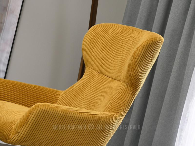 Beżowy Sztruksowy Fotel Conor Z Podnóżkiem Do Salonu