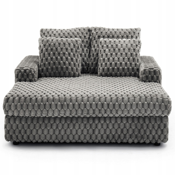 Fotel Wypoczynkowy Kanapa Sofa do Spania Salonu Welur Pluszowy KOBEL Szary