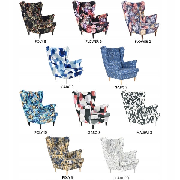 Fotel uszak skandynawski Ari Print Family Meble