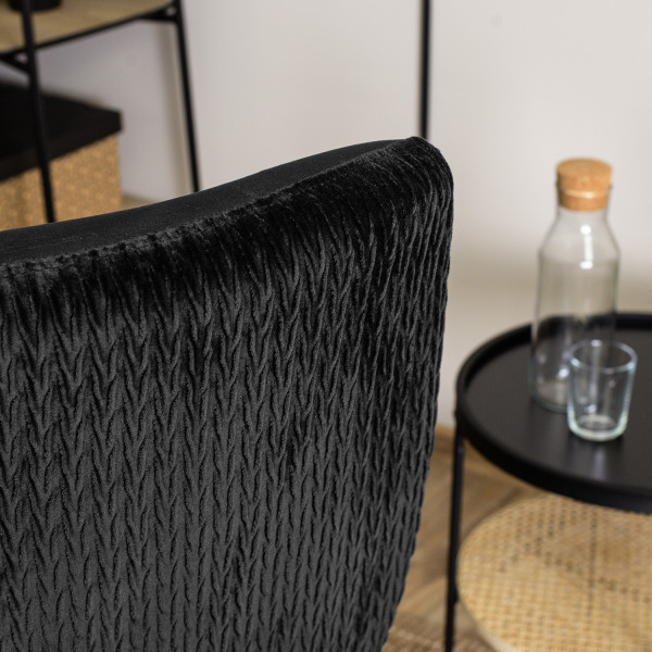 Fotel Wypoczynkowy Welurowy Uszak Do Salonu Loft Tapicerowany Czarny SANTOS