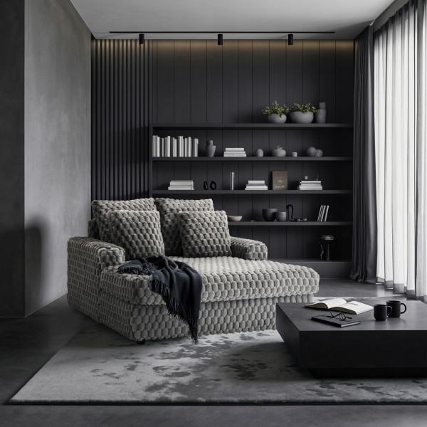 Fotel Wypoczynkowy Kanapa Sofa do Spania Salonu Welur Pluszowy KOBEL Szary