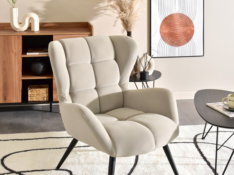 Fotel Kikori Szary Welur, Podstawa Czarny