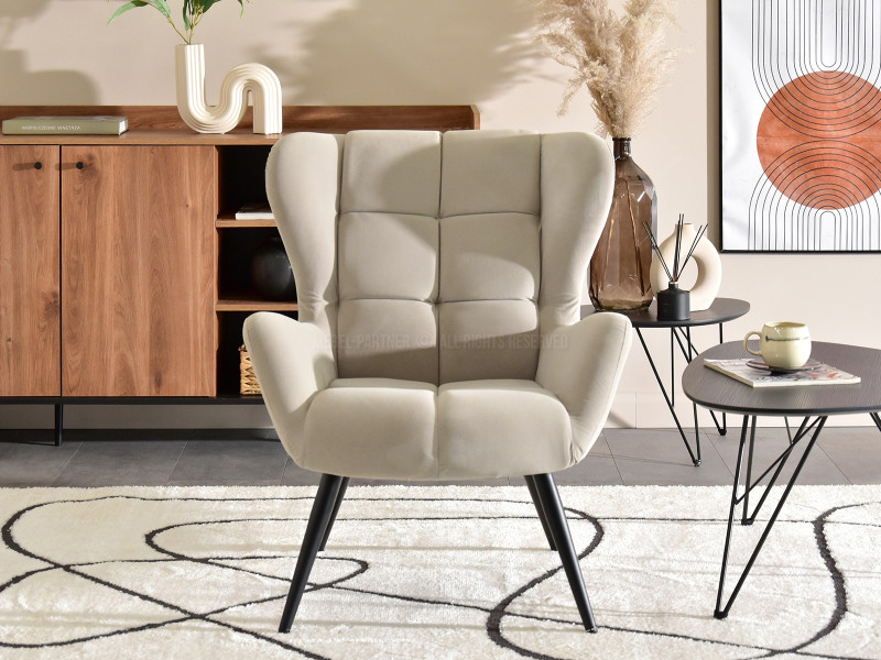 Fotel Kikori Szary Welur, Podstawa Czarny