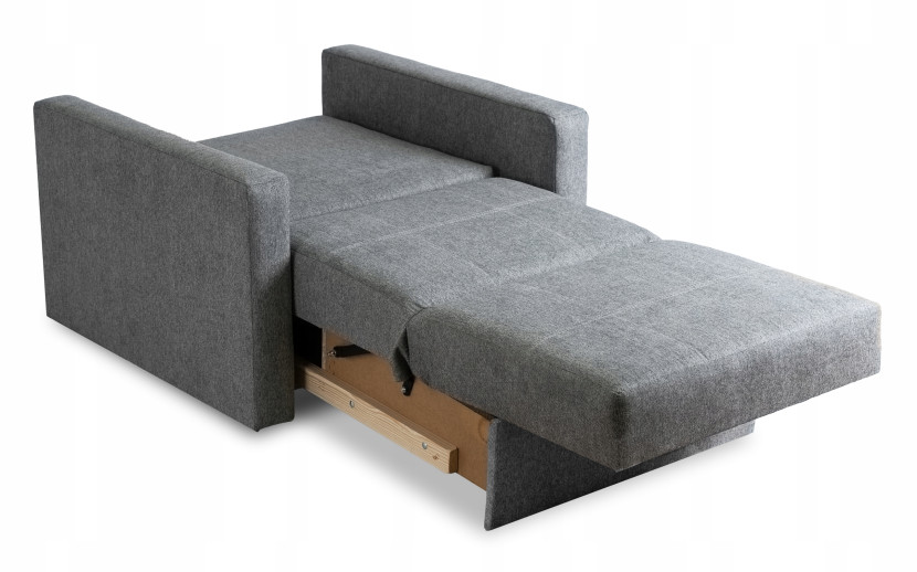 Fotel Rozkładany Wypoczynkowy Jednoosobowy Kanapa Do Spania Szary MILAN 1