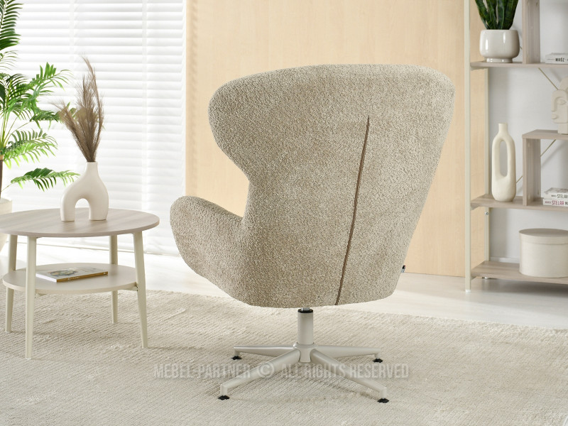 Beżowy Fotel Tula Baranek Obrotowy Do Salonu I Sypialni