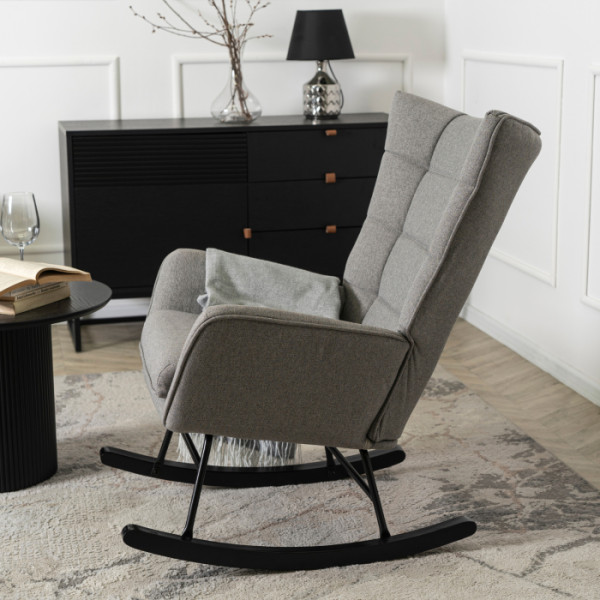 Fotel Uszak Bujany Wypoczynkowy JACKSON Szary Czarne Salon