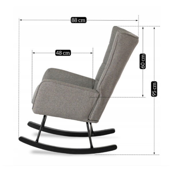 Fotel Uszak Bujany Wypoczynkowy JACKSON Szary Czarne Salon