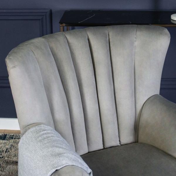 Fotel Uszak Wypoczynkowy Welur Wygodny Do Salonu Szary MALLO