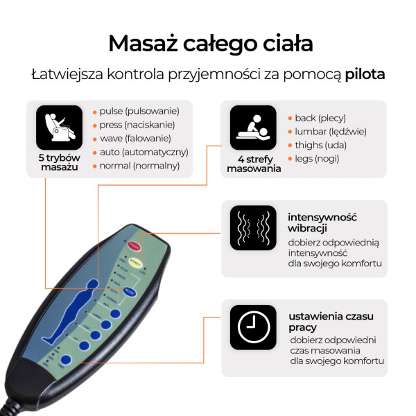 Fotel Rozkładany Masujący Jednoosobowy Wypoczynkowy Do Salonu INTER 2 Szary
