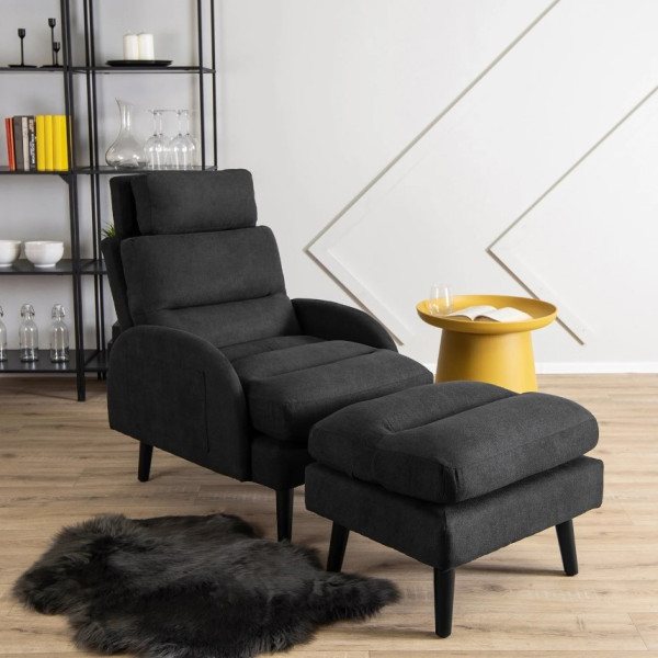 Fotel Rozkładany Wypoczynkowy z Podnóżkiem Wygodny Do Spania Brązowy HENRY