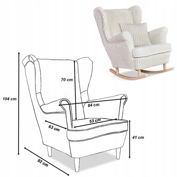 Fotel uszak Rene bujany skandynawski Family Meble sztruks czarny TOP