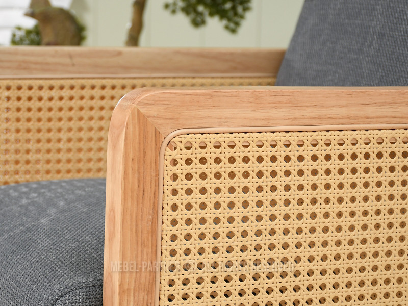 Fotel Foster Grafit Tkanina Rattan-Dąb, Podstawa Dąb