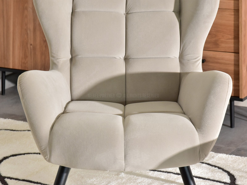 Fotel Kikori Szary Welur, Podstawa Czarny