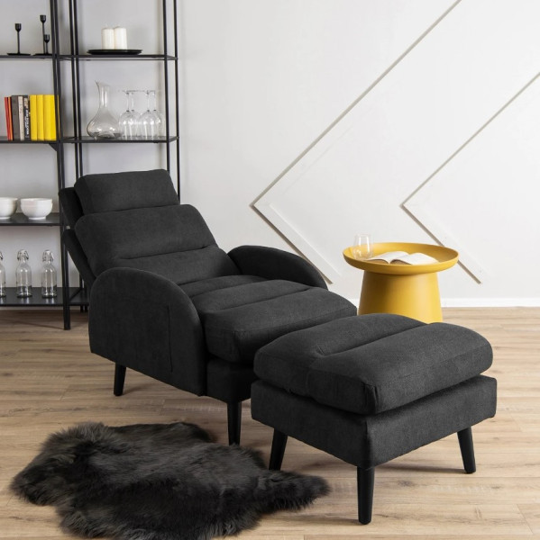 Fotel Rozkładany Wypoczynkowy z Podnóżkiem Wygodny Do Spania Brązowy HENRY