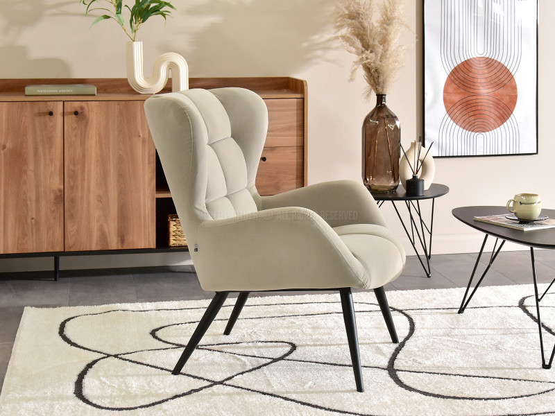 Fotel Kikori Szary Welur, Podstawa Czarny