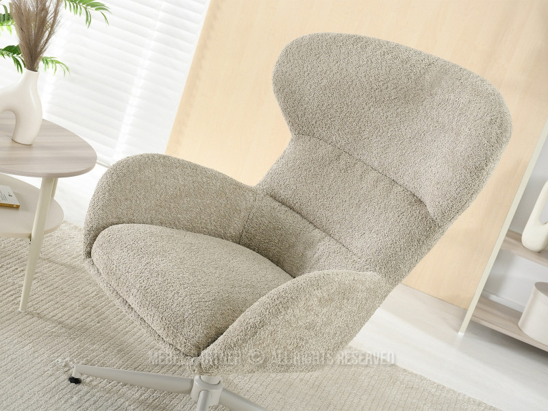 Beżowy Fotel Tula Baranek Obrotowy Do Salonu I Sypialni