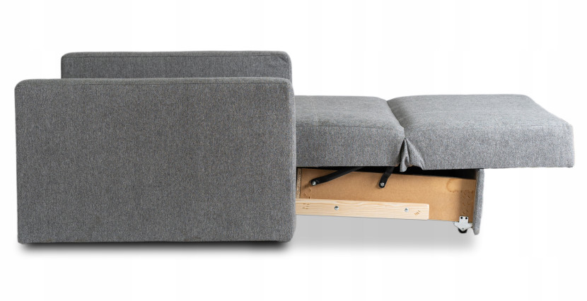 Fotel Rozkładany Wypoczynkowy Jednoosobowy Kanapa Do Spania Szary MILAN 1