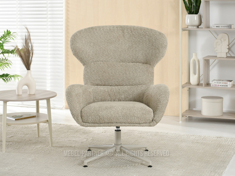 Beżowy Fotel Tula Baranek Obrotowy Do Salonu I Sypialni