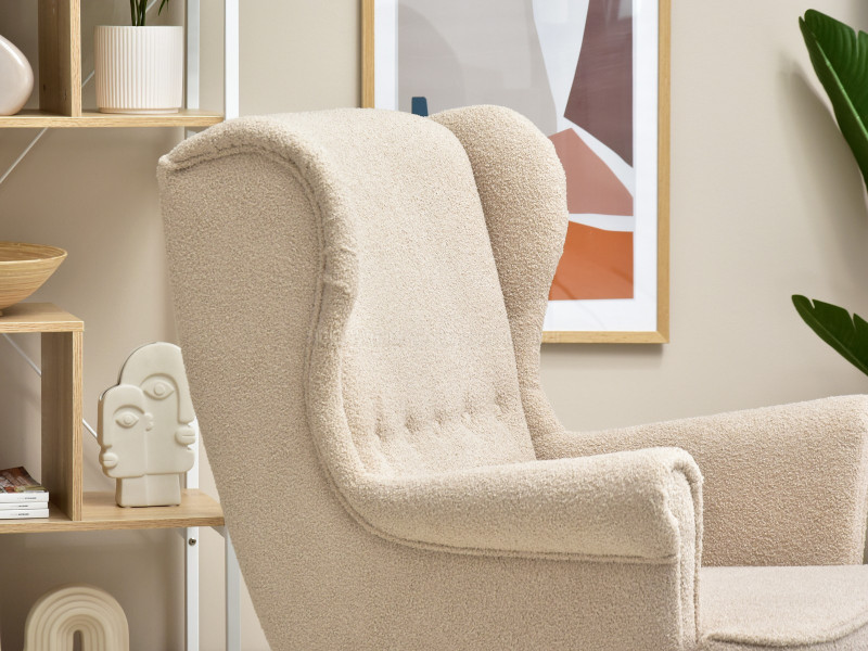 Fotel Malmo Żurawina Tkanina, Podstawa Orzech