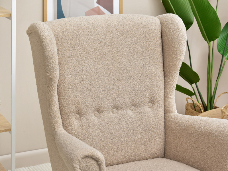 Fotel Malmo Żurawina Tkanina, Podstawa Orzech