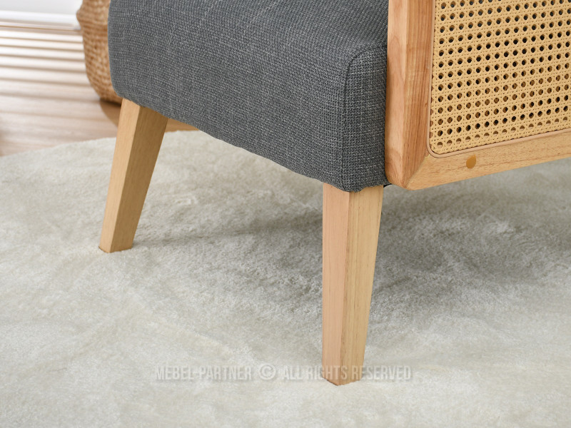 Fotel Foster Grafit Tkanina Rattan-Dąb, Podstawa Dąb