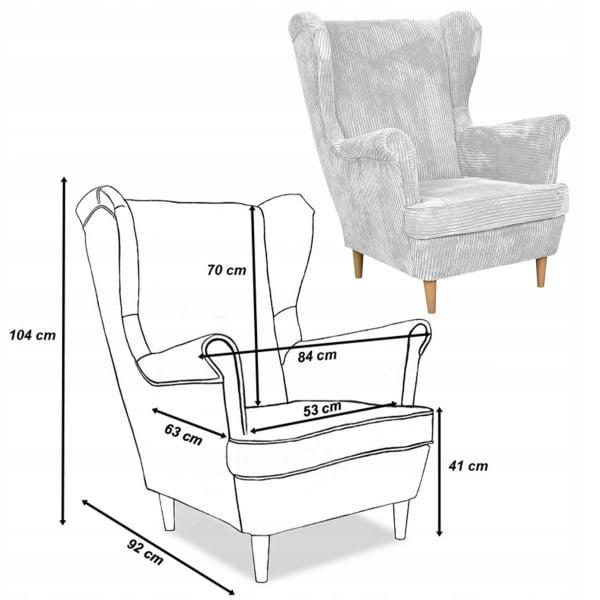 Fotel uszak Bonito beżowy sztruks Family Meble