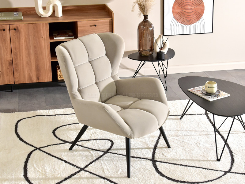 Fotel Kikori Szary Welur, Podstawa Czarny