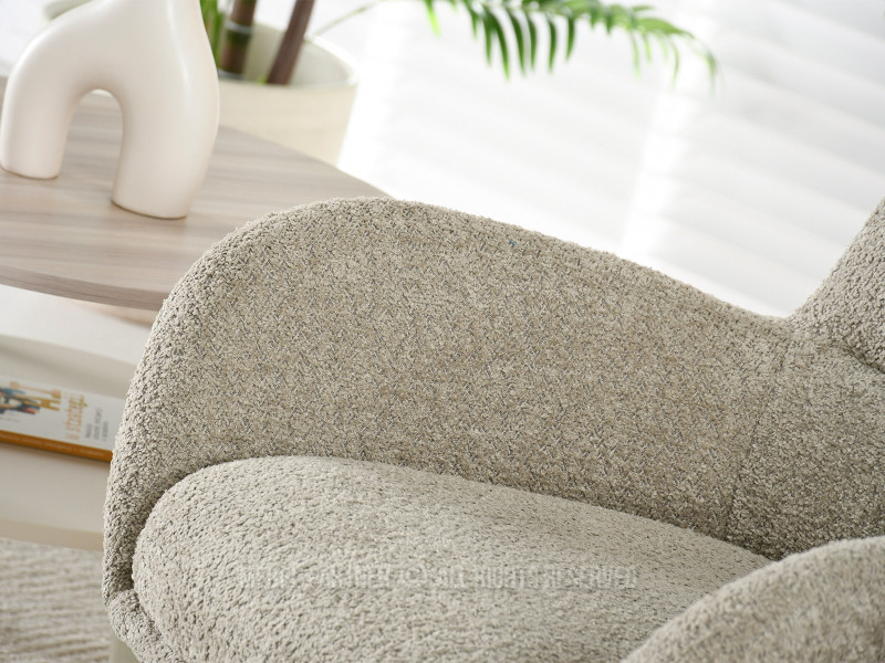 Beżowy Fotel Tula Baranek Obrotowy Do Salonu I Sypialni