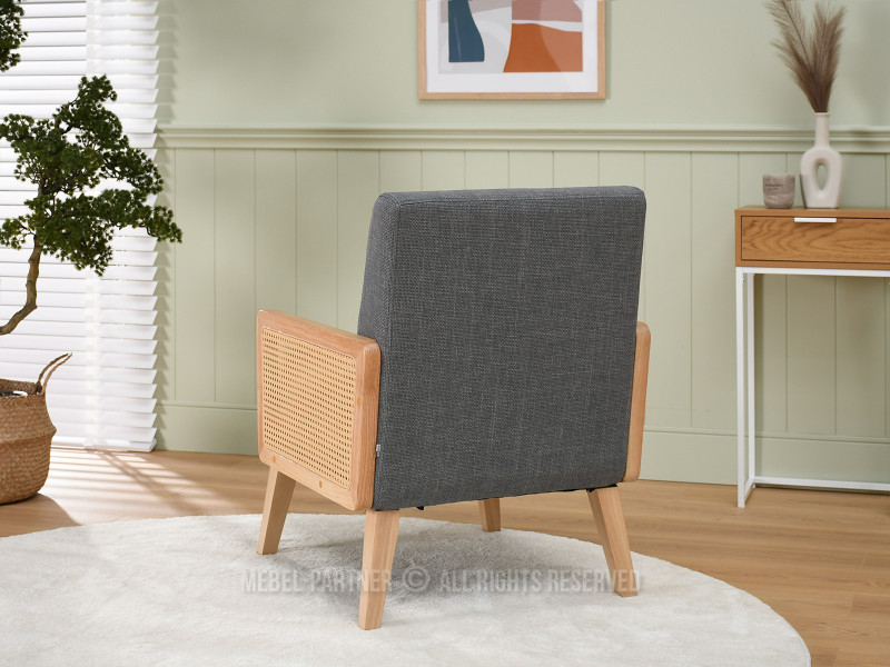 Fotel Foster Grafit Tkanina Rattan-Dąb, Podstawa Dąb