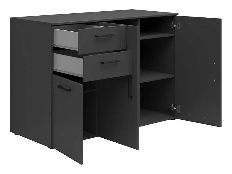 Komoda MultiDo 120 cm z 3 drzwiami i 2 szufladami grafitowa
