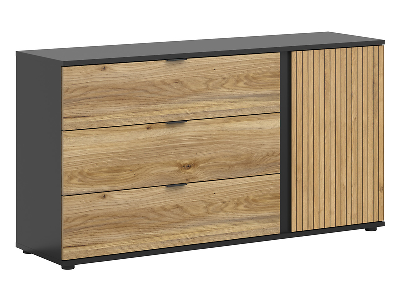 Komoda Luen 143 cm z drzwiami i 3 szufladami dąb tegola/dąb mauvella