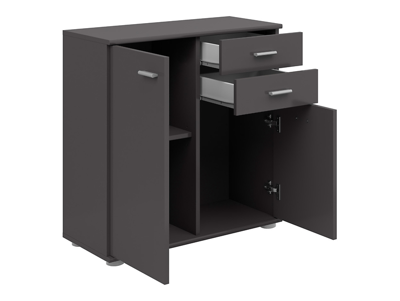Komoda Noeda 71 cm z 2 drzwiami i 2 szufladami grafit