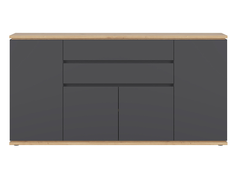 Komoda Yamael 184 cm z 4 drzwiami i 2 szufladami grafitowa