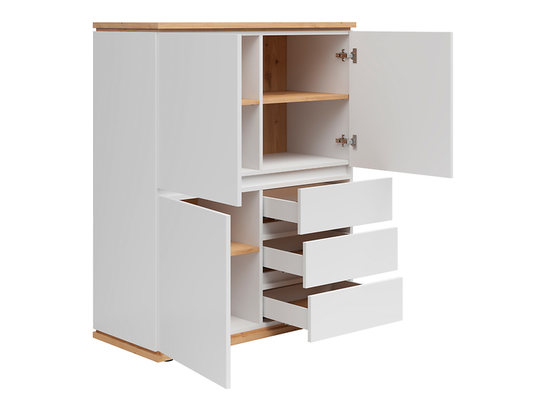 Komoda Yamael 100 cm z 3 drzwiami i szufladami grafit/dąb artisan